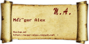 Móger Alex névjegykártya